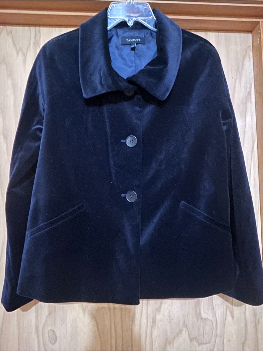 Talbots Women's Blue Velvet Button-Front Jacket